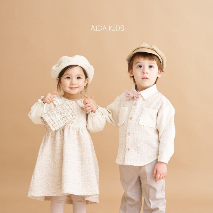 Aida - Korean Children Fashion - #Kfashion4kids - Tweed Su Collar One-Piece - 4