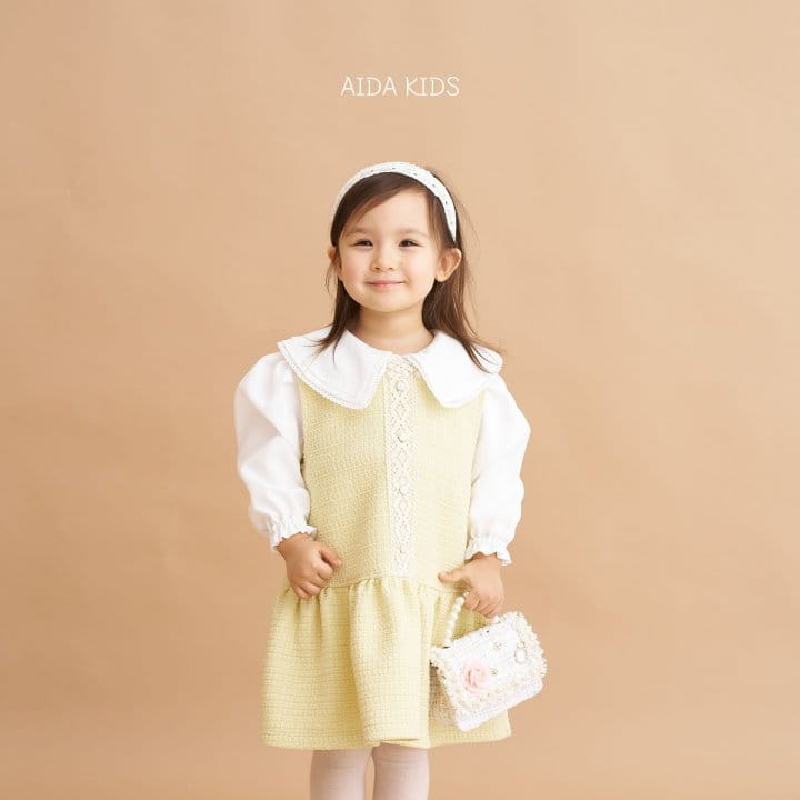 Aida - Korean Children Fashion - #littlefashionista - Lemon Tweed One-Piece - 2