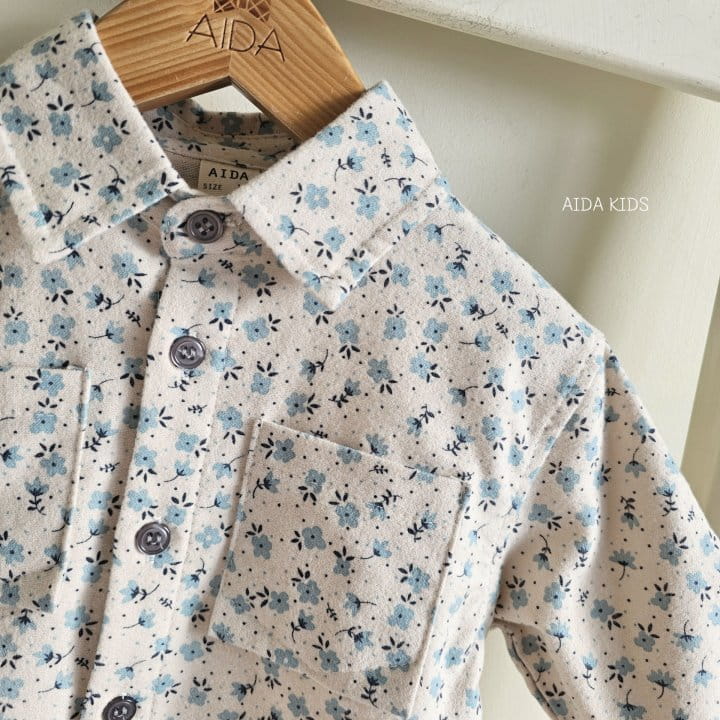 Aida - Korean Children Fashion - #littlefashionista - Blue Pansy Flower Shirt - 5