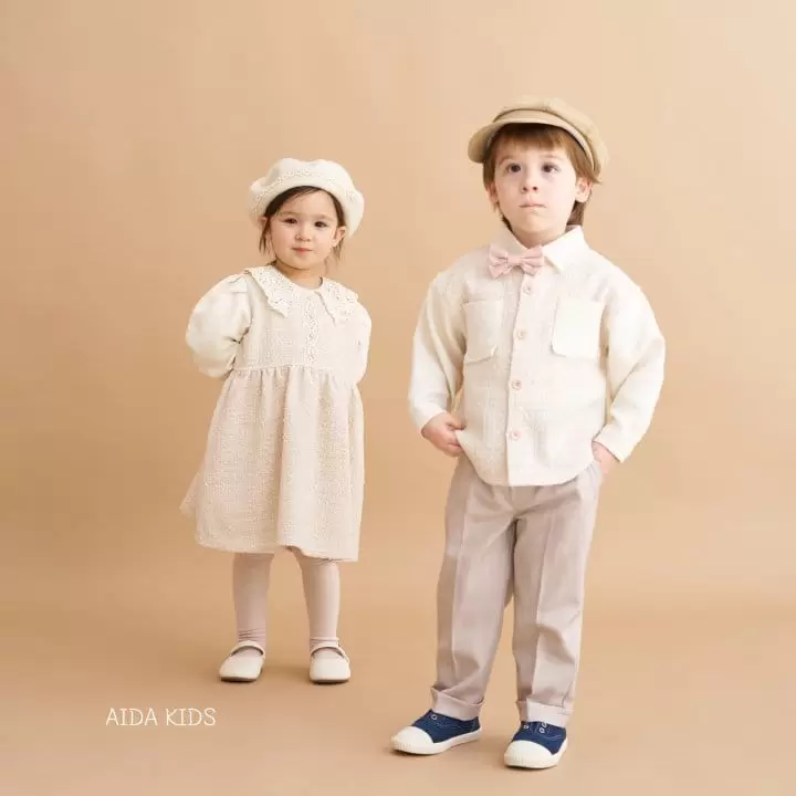 Aida - Korean Children Fashion - #magicofchildhood - Tweed Su Collar One-Piece - 5