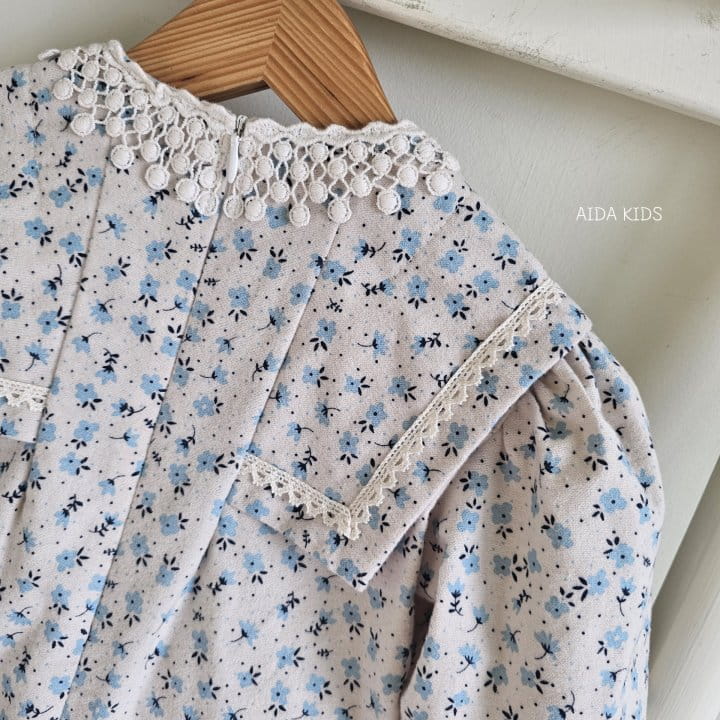 Aida - Korean Children Fashion - #minifashionista - Blue Pansy Flower One-Piece - 8