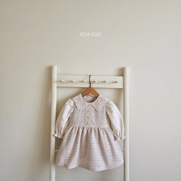 Aida - Korean Children Fashion - #minifashionista - Tweed Su Collar One-Piece - 6