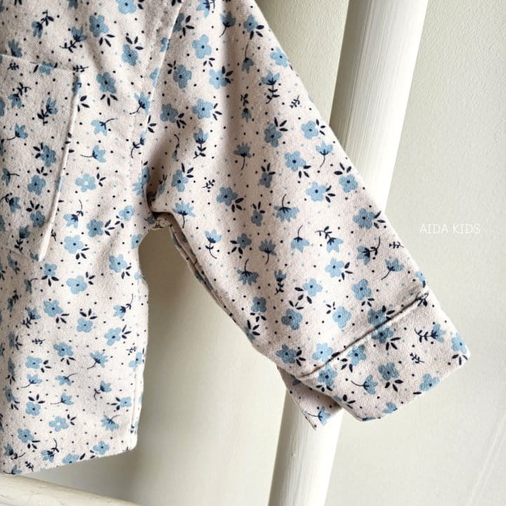 Aida - Korean Children Fashion - #minifashionista - Blue Pansy Flower Shirt - 7