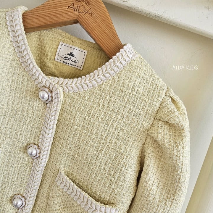 Aida - Korean Children Fashion - #minifashionista - Lemon Tweed Jacket  - 4