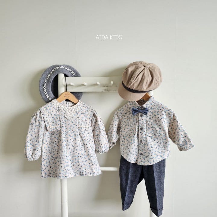 Aida - Korean Children Fashion - #prettylittlegirls - Blue Pansy Flower One-Piece - 9