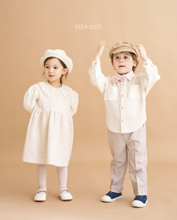 Aida - Korean Children Fashion - #stylishchildhood - Tweed Shirt - 8