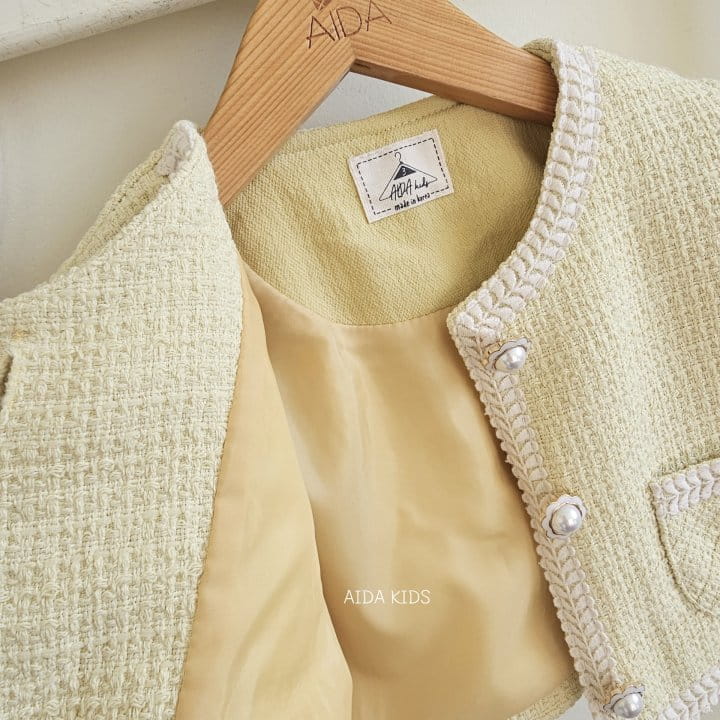Aida - Korean Children Fashion - #todddlerfashion - Lemon Tweed Jacket  - 5