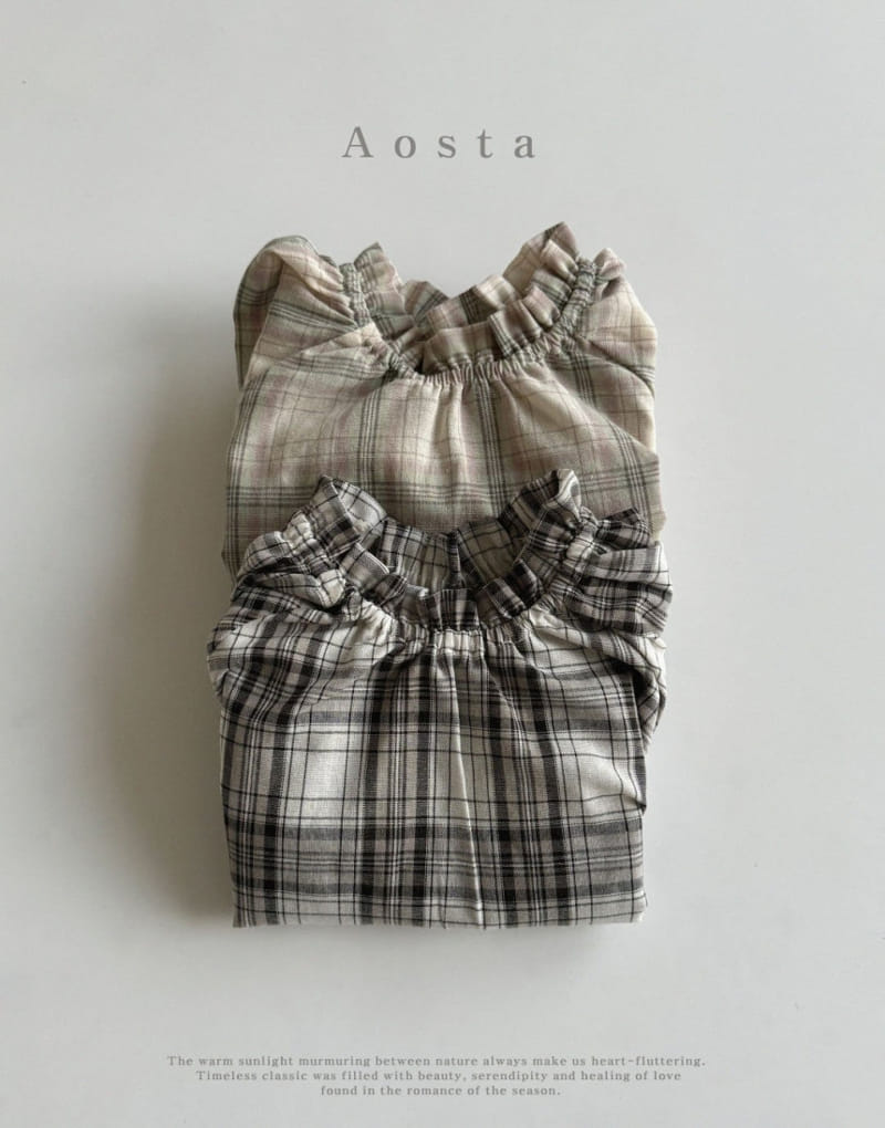 Aosta - Korean Baby Fashion - #babyoutfit - Re Check Blouse