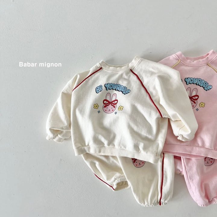 Babar Mignon - Korean Children Fashion - #childofig - Bbing Line Rabbit Top Bottom Set - 3