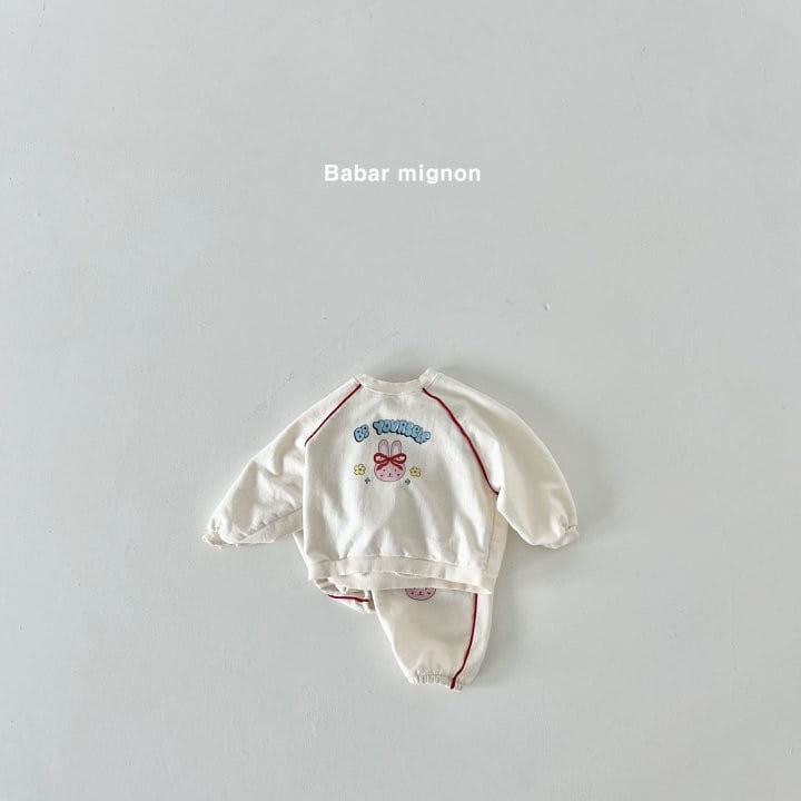 Babar Mignon - Korean Children Fashion - #childrensboutique - Bbing Line Rabbit Top Bottom Set - 5