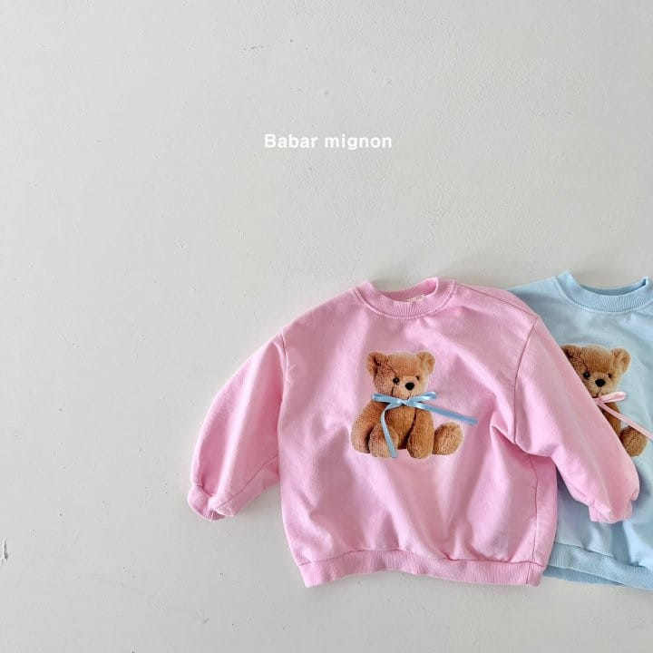 Babar Mignon - Korean Children Fashion - #kidsshorts - Ribbon Bear Sweatshirt - 3