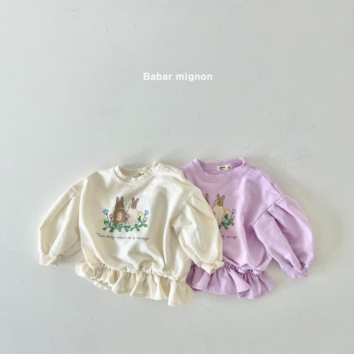 Babar Mignon - Korean Children Fashion - #kidsshorts - Bunny Frill Sweatshirt - 2