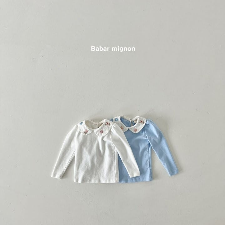 Babar Mignon - Korean Children Fashion - #kidsshorts - Embroidery Collar Tee