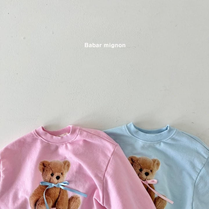 Babar Mignon - Korean Children Fashion - #kidsshorts - Ribbon Bear Sweatshirt - 4