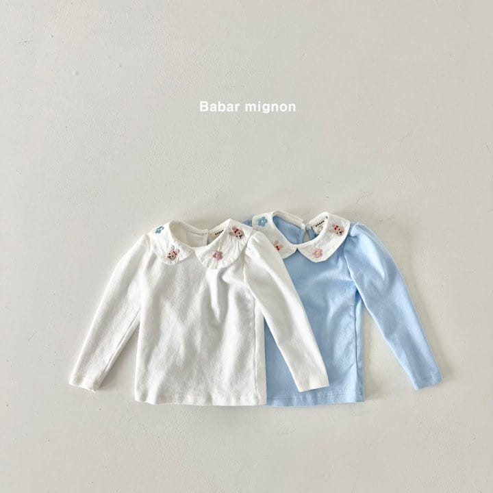 Babar Mignon - Korean Children Fashion - #kidsstore - Embroidery Collar Tee - 2