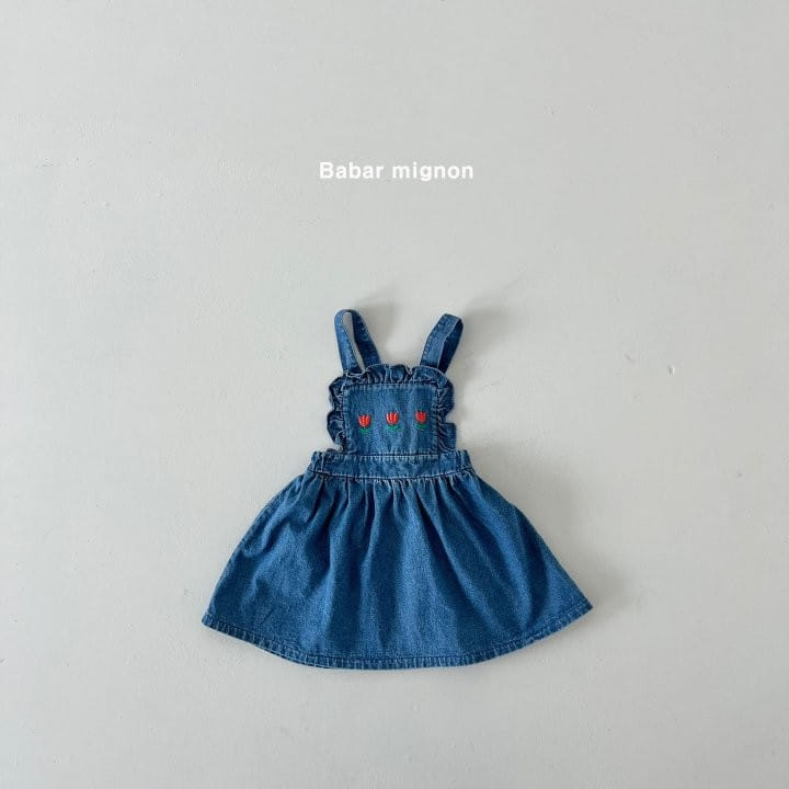Babar Mignon - Korean Children Fashion - #magicofchildhood - Flower Dungarees Skirt