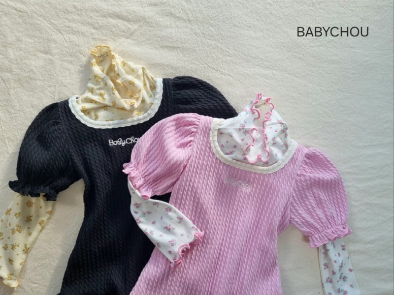 Babychou - Korean Children Fashion - #designkidswear - Flo Puff One-Piece - 2