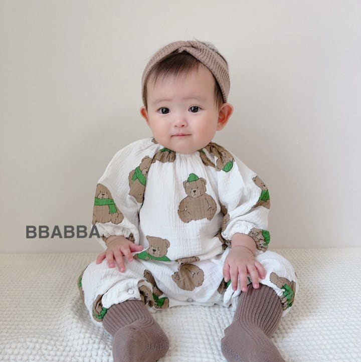Bbabba - Korean Baby Fashion - #babyootd - Bear Long Dot Long Body Suit