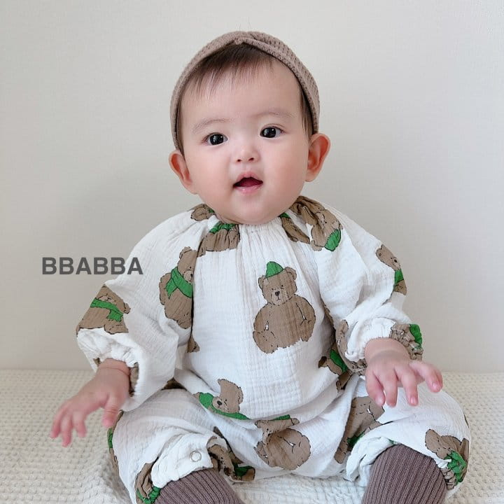 Bbabba - Korean Baby Fashion - #babyoutfit - Bear Long Dot Long Body Suit - 2