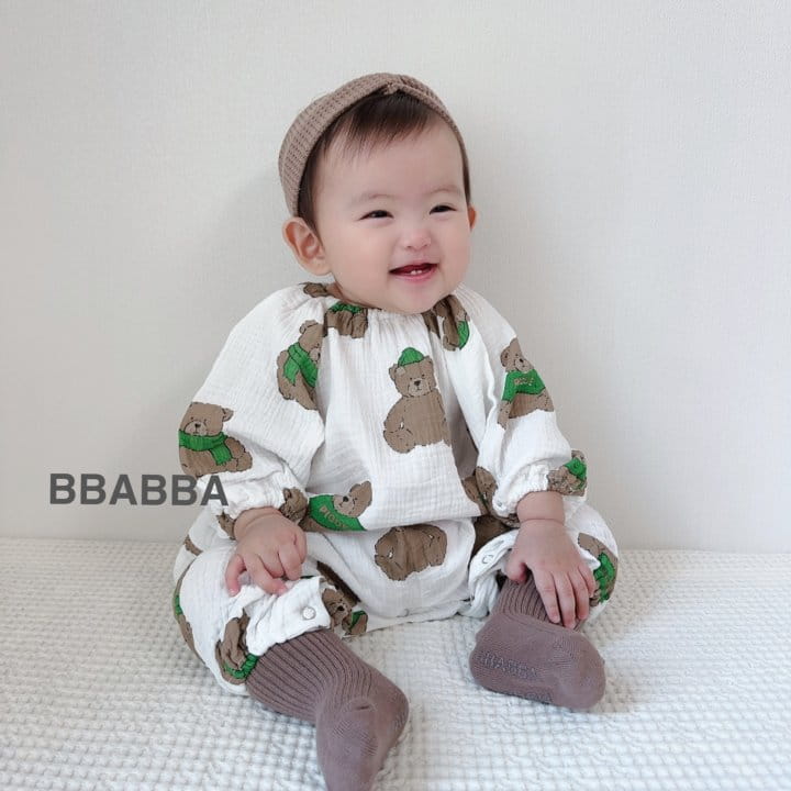 Bbabba - Korean Baby Fashion - #babyoutfit - Bear Long Dot Long Body Suit - 3