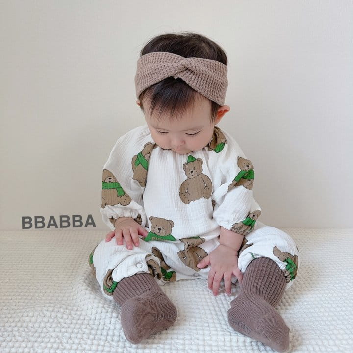 Bbabba - Korean Baby Fashion - #babyoutfit - Bear Long Dot Long Body Suit - 4
