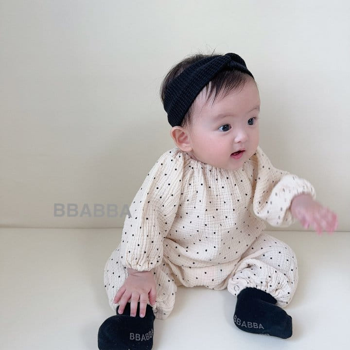 Bbabba - Korean Baby Fashion - #onlinebabyshop - Bear Long Dot Long Body Suit - 6