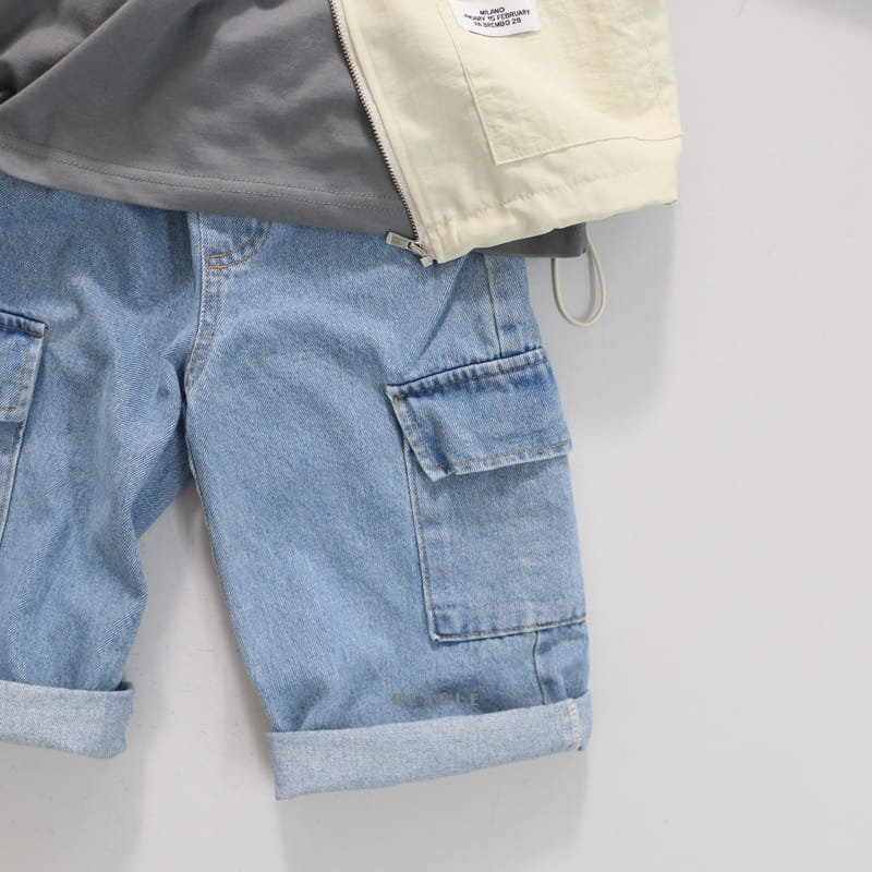 Beagle - Korean Children Fashion - #childrensboutique - Banding Cargo Denim Pants - 9