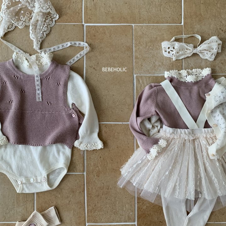 Bebe Holic - Korean Baby Fashion - #babygirlfashion - Knit Lace Body Suit