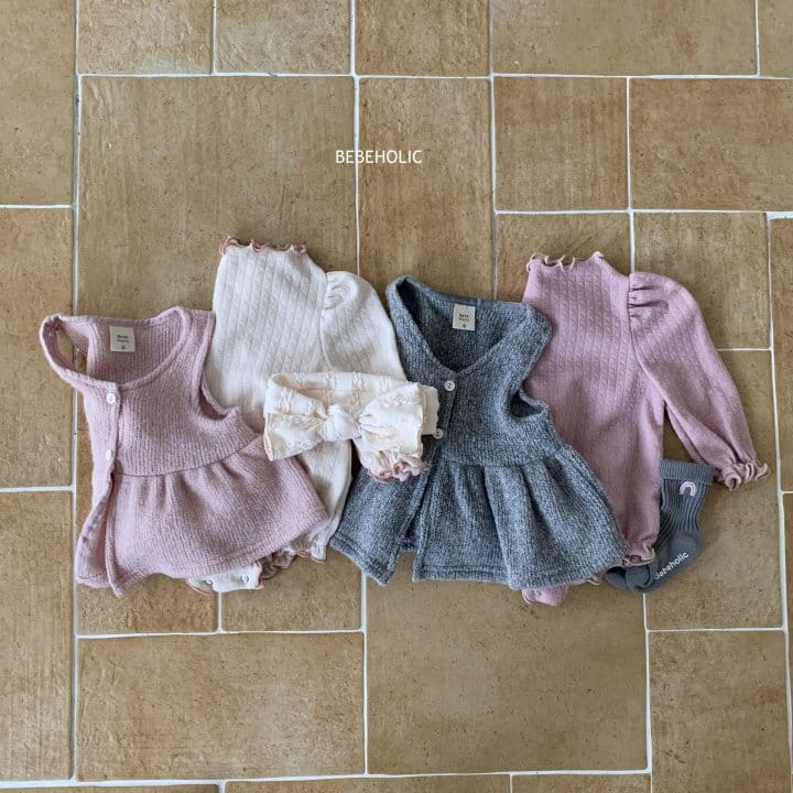 Bebe Holic - Korean Baby Fashion - #babyoutfit - Jacquard Frill Body Suit - 3