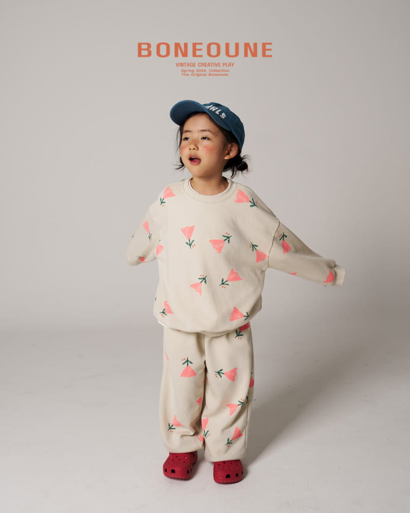Boneoune - Korean Children Fashion - #littlefashionista - Triangle Flower Sweatshirt - 6