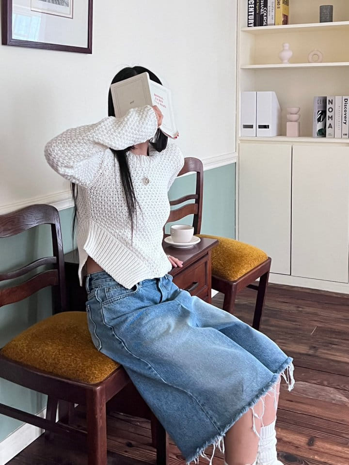 Bricklane - Korean Women Fashion - #momslook - Waist Round Knit Tee - 12