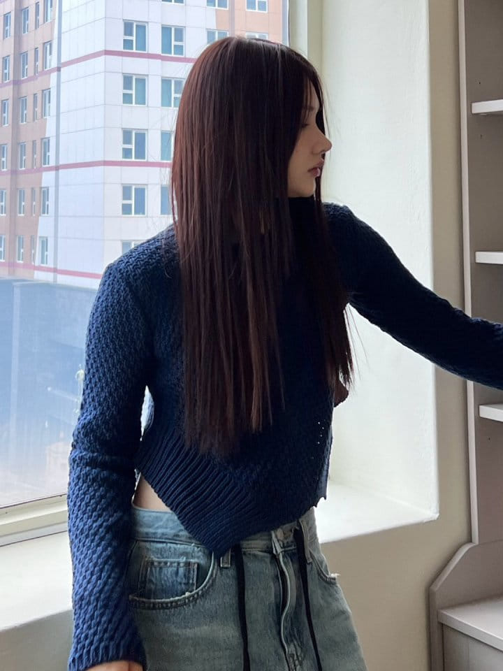 Bricklane - Korean Women Fashion - #momslook - Waist Round Knit Tee - 6
