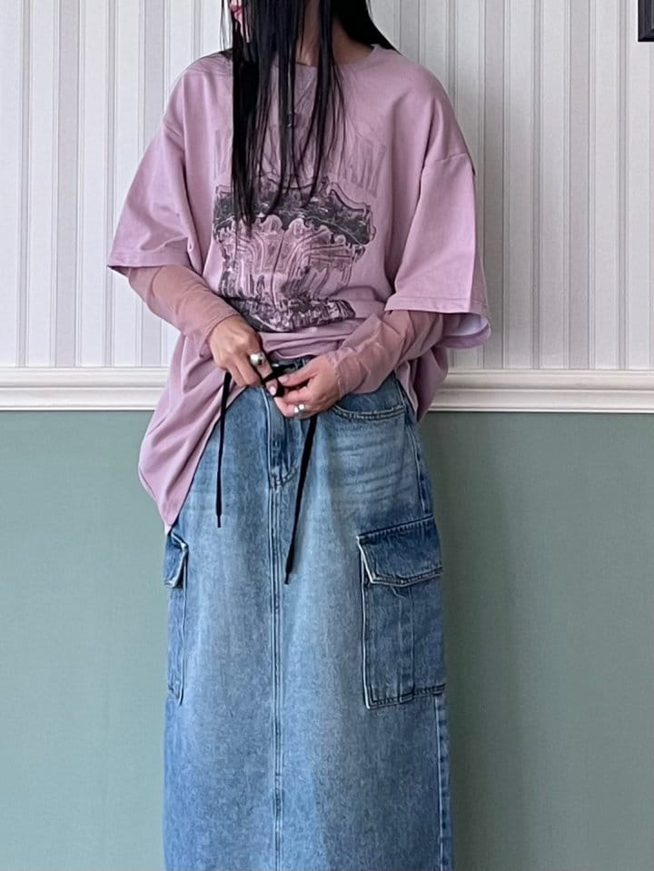 Bricklane - Korean Women Fashion - #momslook - Slit Denim Skirt - 3