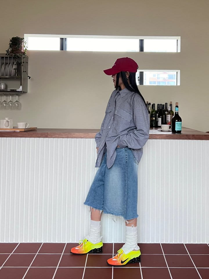 Bricklane - Korean Women Fashion - #momslook - Cutting Skirt Denim Pants - 12