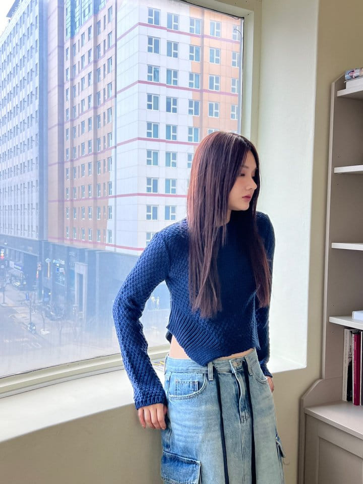 Bricklane - Korean Women Fashion - #womensfashion - Waist Round Knit Tee - 7