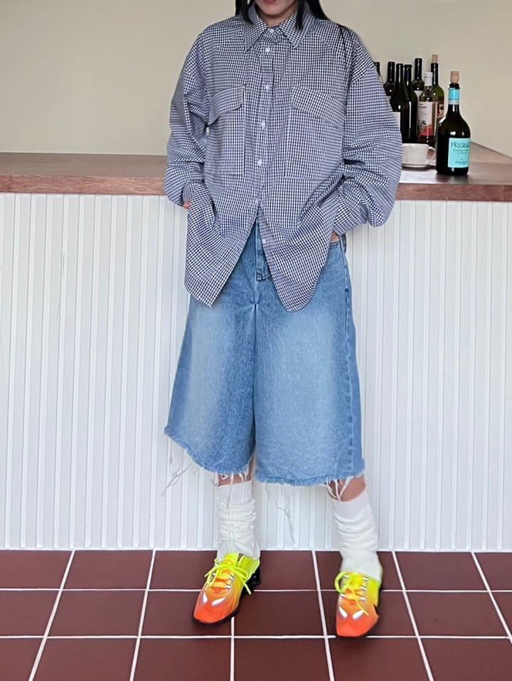 Bricklane - Korean Women Fashion - #womensfashion - Cutting Skirt Denim Pants - 11