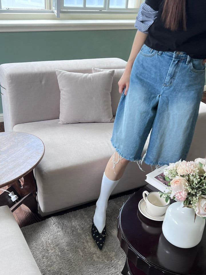 Bricklane - Korean Women Fashion - #womensfashion - Cutting Skirt Denim Pants - 9