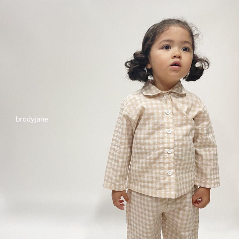 Brody Jane - Korean Children Fashion - #Kfashion4kids - Mono Check Long Sleeves Top Bottom Set - 7