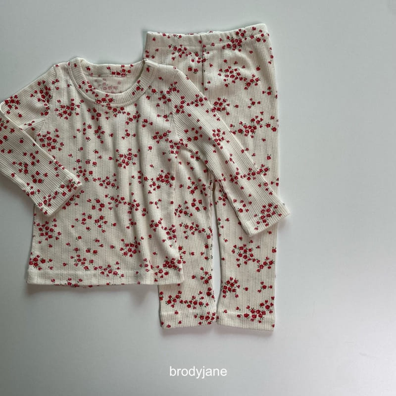 Brody Jane - Korean Children Fashion - #childofig - Red Flower Top Bottom Set - 10