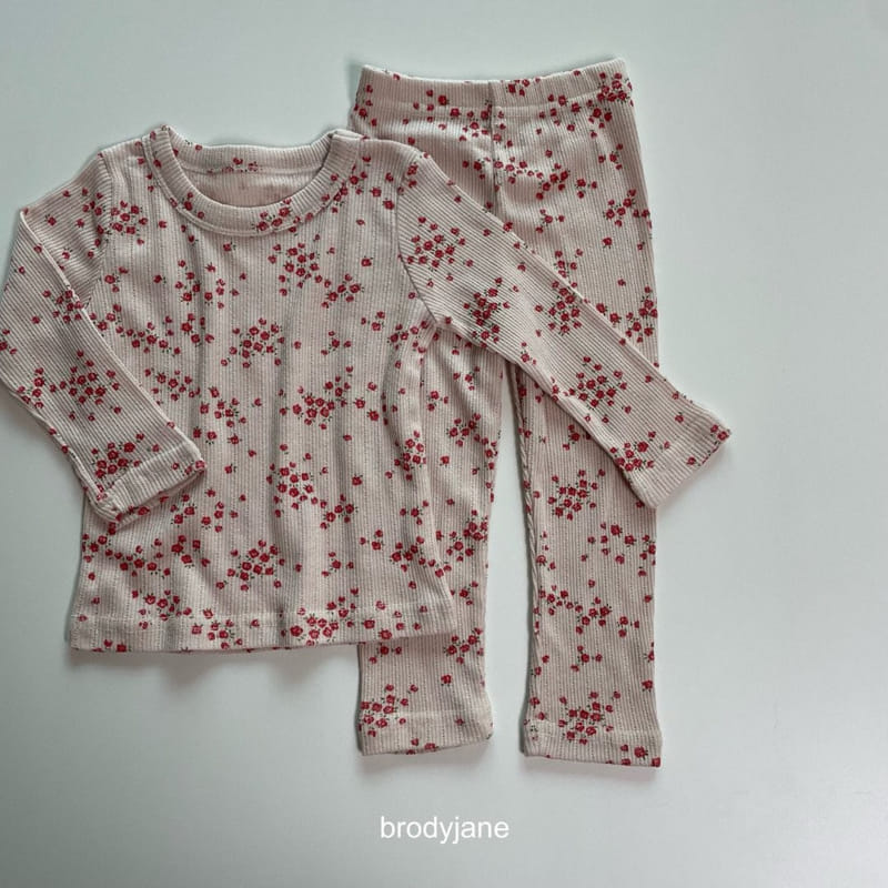 Brody Jane - Korean Children Fashion - #childofig - Red Flower Top Bottom Set - 11