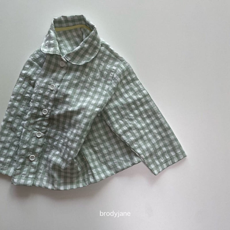 Brody Jane - Korean Children Fashion - #discoveringself - Mono Check Long Sleeves Top Bottom Set - 2