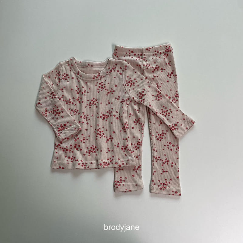 Brody Jane - Korean Children Fashion - #kidsstore - Red Flower Top Bottom Set - 3