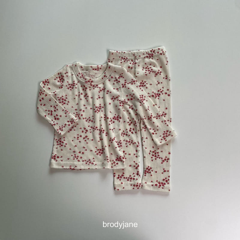 Brody Jane - Korean Children Fashion - #kidsstore - Red Flower Top Bottom Set - 4