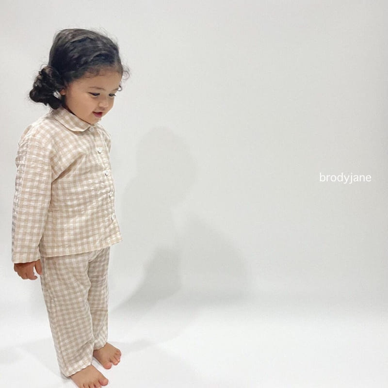 Brody Jane - Korean Children Fashion - #littlefashionista - Mono Check Long Sleeves Top Bottom Set - 8