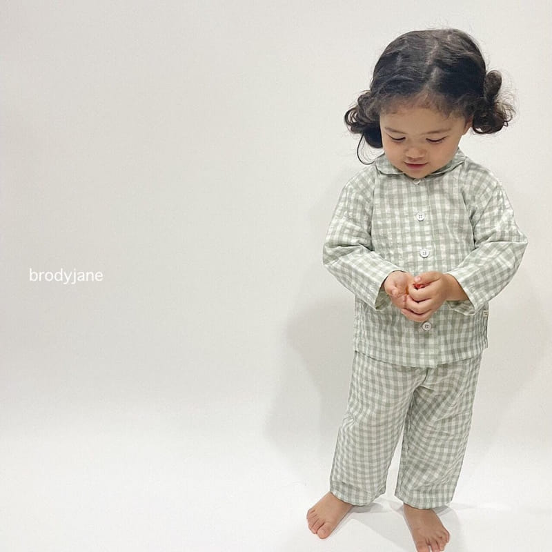 Brody Jane - Korean Children Fashion - #prettylittlegirls - Mono Check Long Sleeves Top Bottom Set - 11