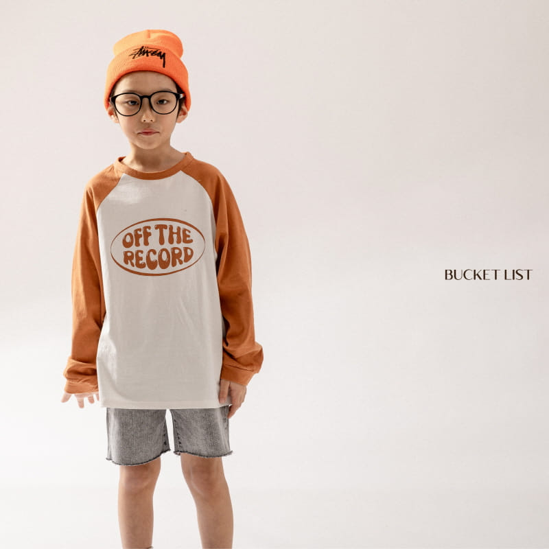Bucket List - Korean Children Fashion - #kidsshorts - Record Raglan Tee