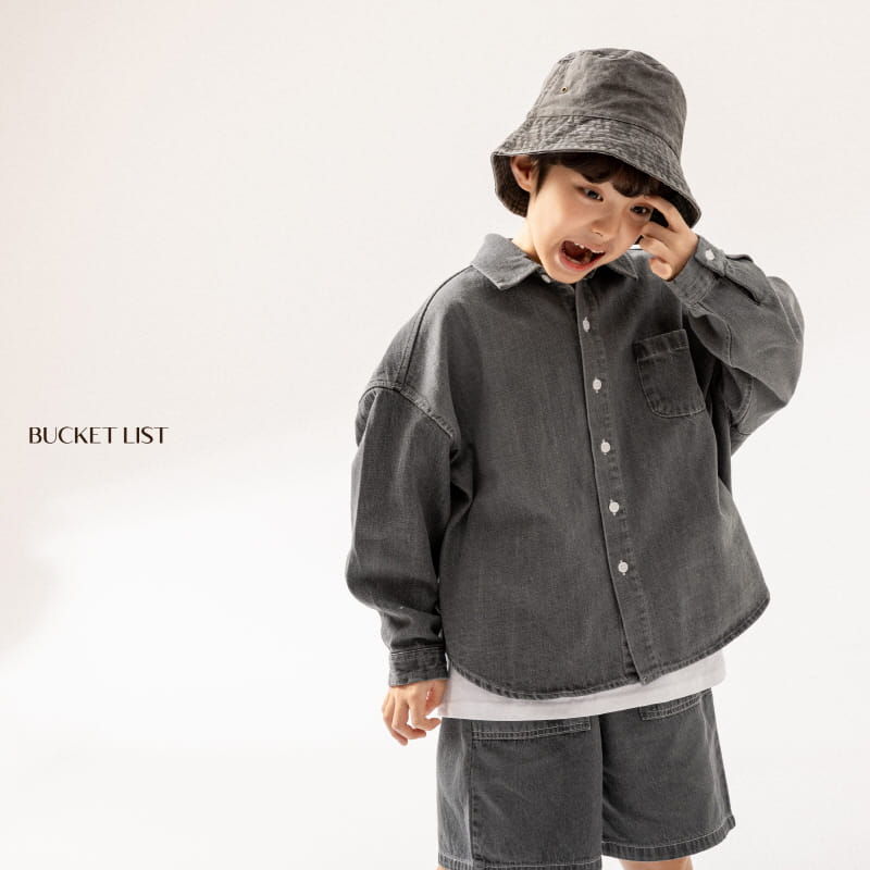 Bucket List - Korean Children Fashion - #kidsshorts - Basic Denim Shirt - 8