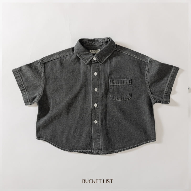 Bucket List - Korean Children Fashion - #littlefashionista - Basic Denim Short Sleeve Shirt - 11