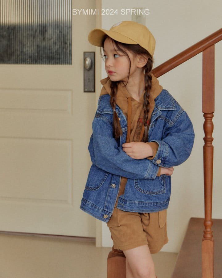 Bymimi - Korean Children Fashion - #minifashionista - Terry Half Denim Pants - 7