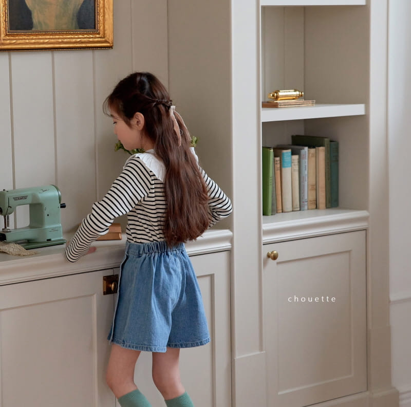 Chouette - Korean Children Fashion - #discoveringself - Denim Wrinkle Curot Pants - 10